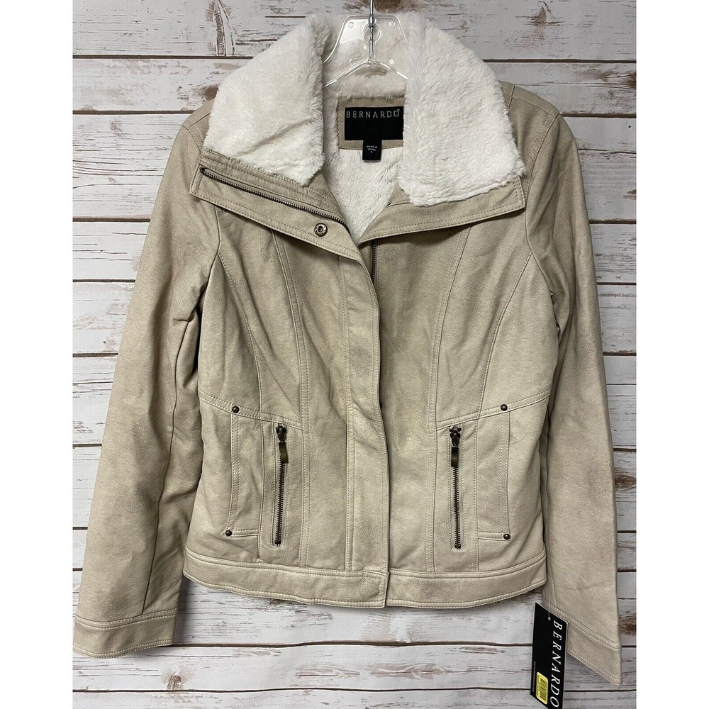 NWT Women’s Vegan Faux Leather Faux Fur Lined Bernardo Jacket Size Small